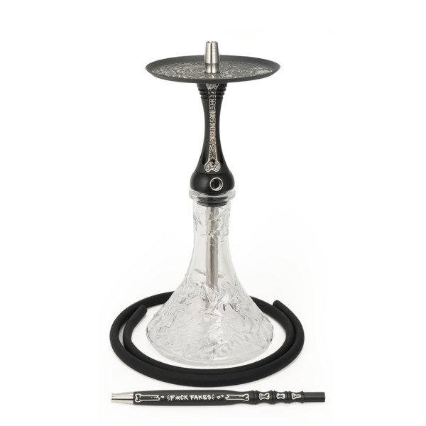 Alpha Hookah with Clear Glass Base and Black Stem