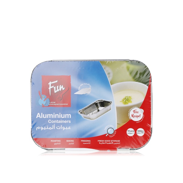 Fun Aluminium Container with Lid Rectangular 1850cc pack of 10