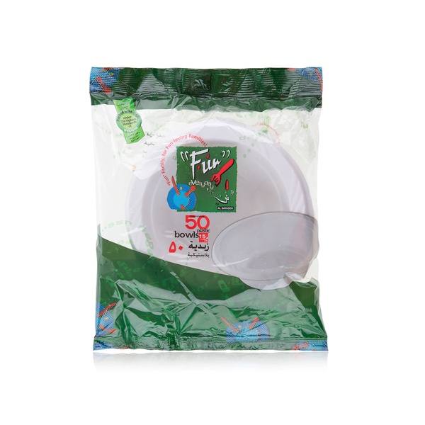 Fun Bowl Plastic White 15cm 50-pack in packaging