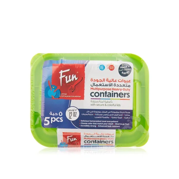 Fun Container with ASDT Color Lid 12oz, pack of 5